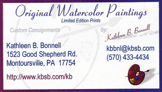 [Original Watercolor Paintings KB Bonnell Business Card]